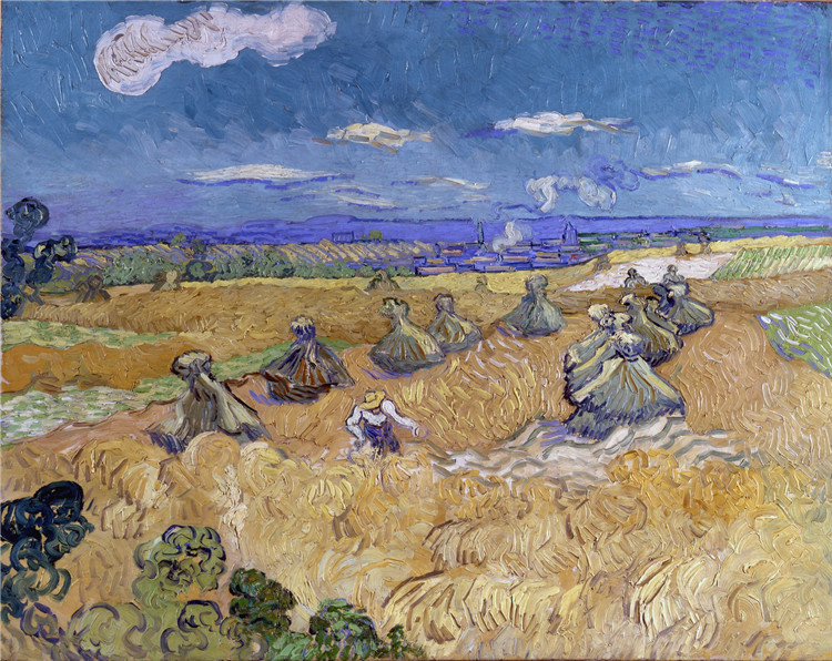 Wheat Stacks With Reaper Vincent Willem Van Gogh Oil Painting